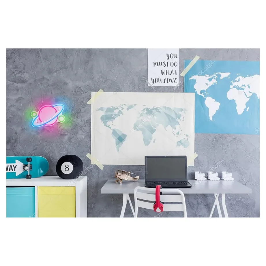 Actis ACS-NEON PLANET 195×320 mm mitmevärviline LED-planedineoonlamp USB-toitega sisekasutuseks – 4