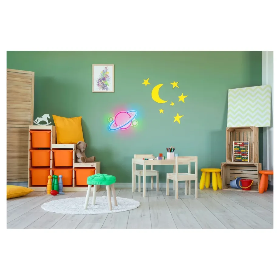 Actis ACS-NEON PLANET 195×320 mm mitmevärviline LED-planedineoonlamp USB-toitega sisekasutuseks – 5