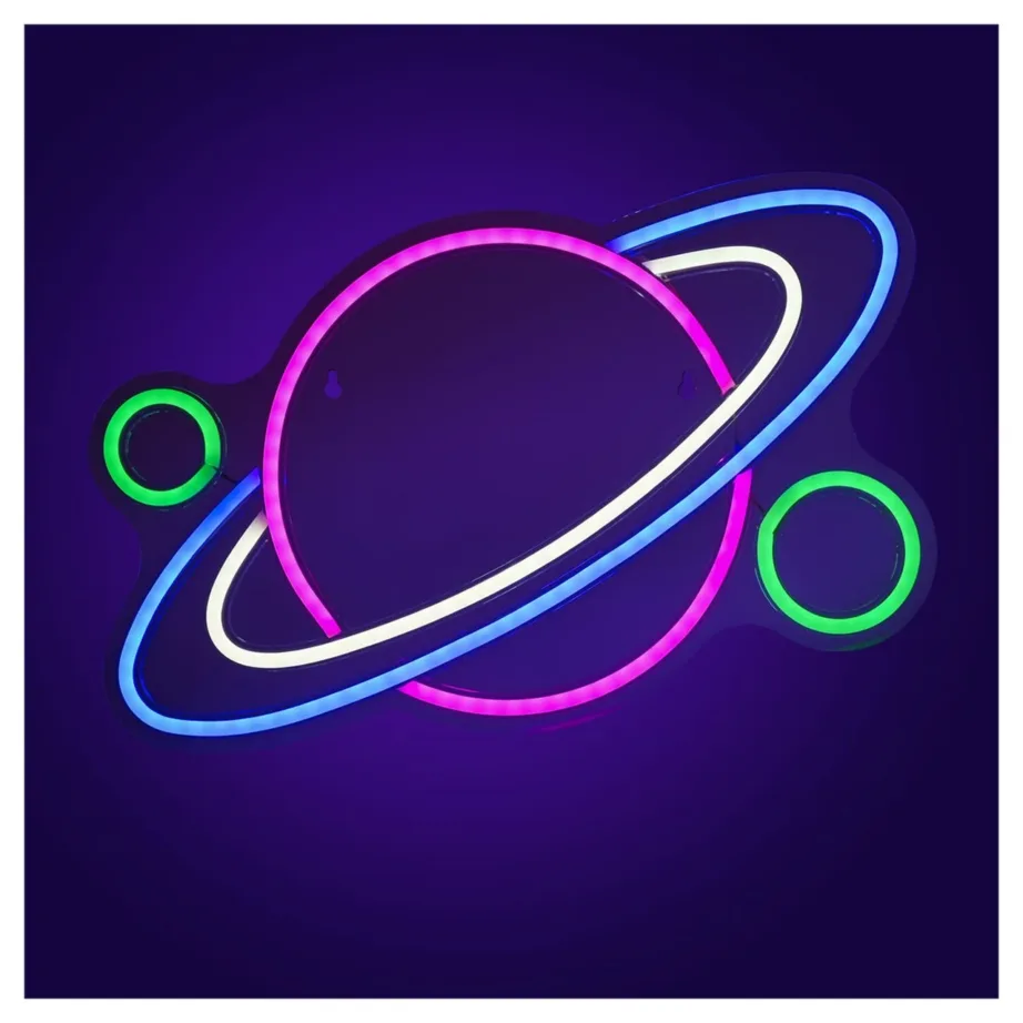 Actis ACS-NEON PLANET 195×320 mm mitmevärviline LED-planedineoonlamp USB-toitega sisekasutuseks – 6