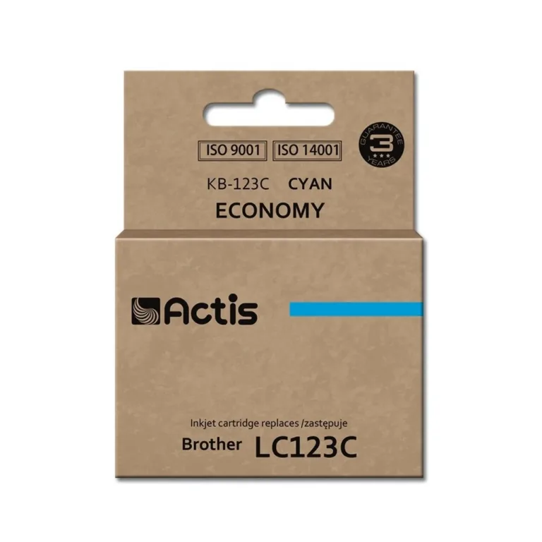 Actis KB-123C 10 ml tsüaan tindikassett Brother LC123C/LC121C asenduseks, standardmaht, ühilduv inkjet-printeritele