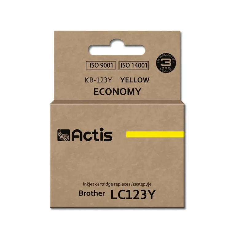 Actis KB-123Y 10 ml kollane tindikassett Brother LC123Y/LC121Y asenduseks, värvipõhine, ühilduv DCP/MFC seeria tindiprinteritega