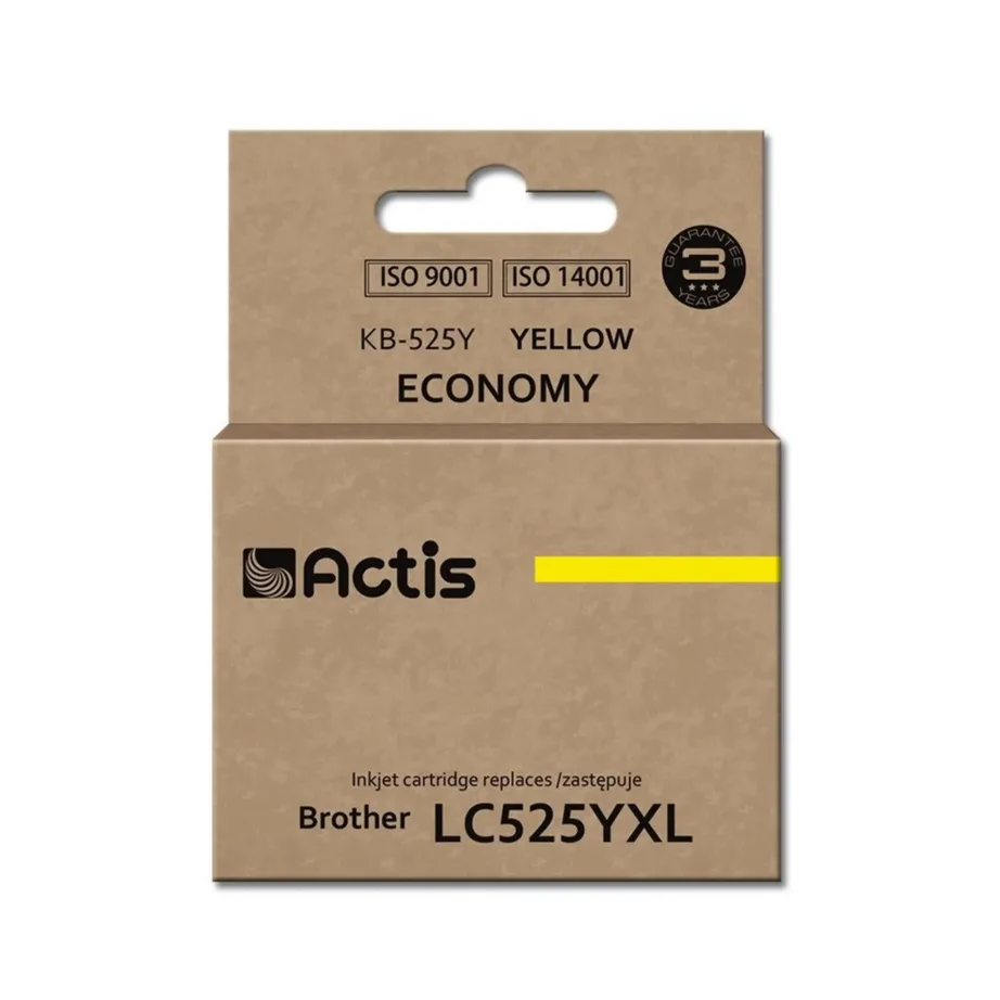 Actis KB-525Y 15 ml kollane tindikassett, Brother LC525Y asendus, ühilduv DCP-J100/J105 ja MFC-J200 printeritele
