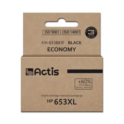 Actis KH-653BKR 20 ml XL must tindikassett HP 653XL (3YM75AE) asendamiseks, kuni 575 lehte, ühilduvus HP DeskJet Plus Ink Advantage 6000/6075/6475