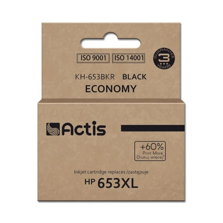 Actis KH-653BKR 20 ml XL must tindikassett HP 653XL (3YM75AE) asendamiseks, kuni 575 lehte, ühilduvus HP DeskJet Plus Ink Advantage 6000/6075/6475