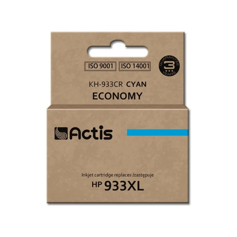 Actis KH-933CR 13 ml tsüaansinine tindikassett (HP 933XL CN054AE asendus, kiibiga, dye-tint, ühilduv HP OfficeJet/OfficeJet Pro printeritega)