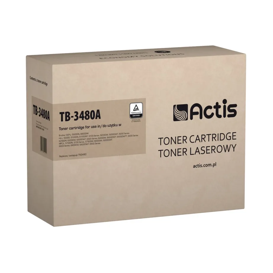 Actis TB-3480A must ühilduv Brother TN-3480 tooner, 8000 lk, ühilduv Brother DCP/HL/MFC printeritega