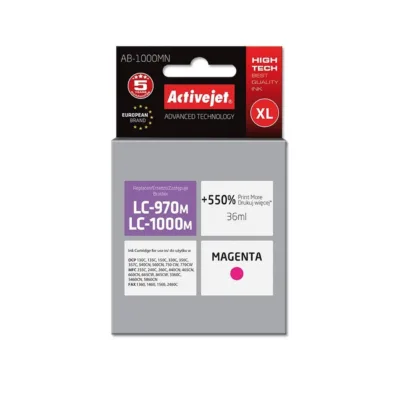 Activejet AB-1000MN 36 ml XL magenta tindikassett Brother LC1000M/LC970M ühilduvatele printeritele