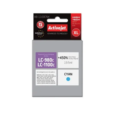 Activejet AB-1100CNX 19,5 ml XL tsüaan tindikassett Brother LC1100C/LC980C printeritele