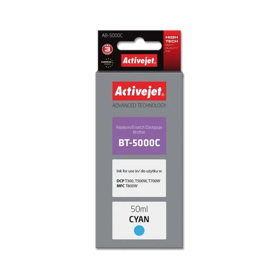 Activejet AB-5000C 50 ml XL tsüaan tindipudel Brother BT-5000C asenduseks, sobib DCP ja MFC seeria printeritele