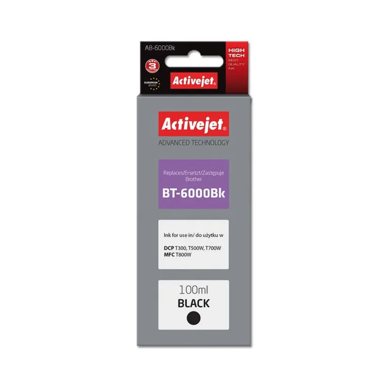 Activejet AB-6000Bk 100ml XL must pigmenttint Brother BT-6000BK asenduspudel Brother DCP/MFC printeritele