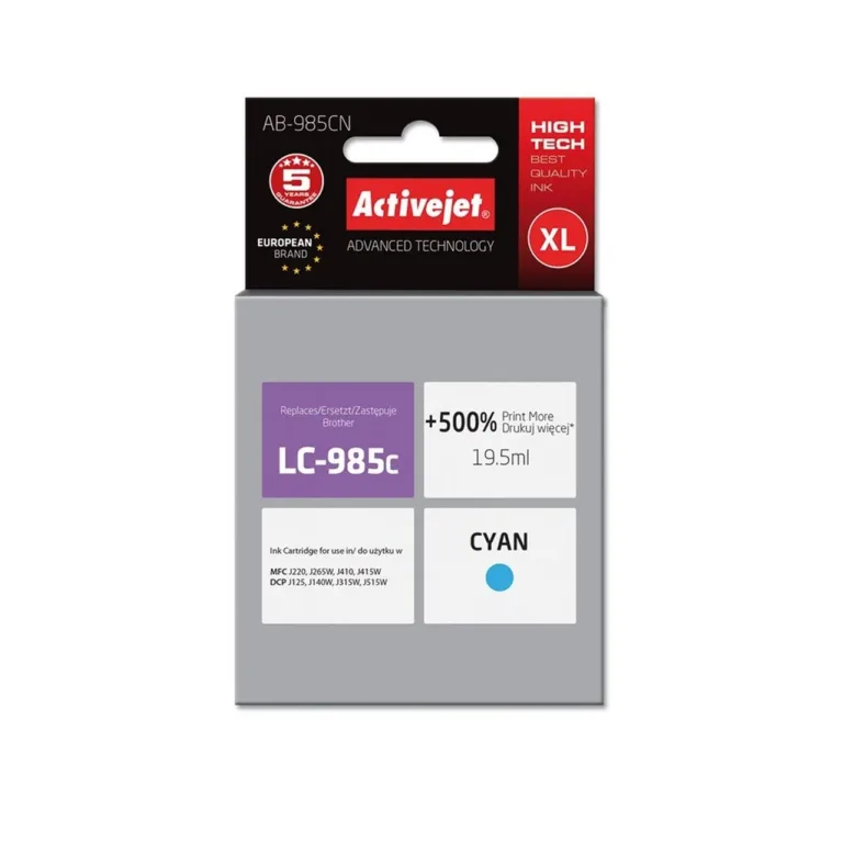Activejet AB-985CN 19,5 ml XL tsüaan tindikassett (dye) Brother LC985C ühilduvatele printeritele
