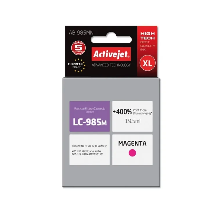 Activejet AB-985MN 19,5 ml XL magenta tindikassett Brother LC985M ühilduvatele printeritele