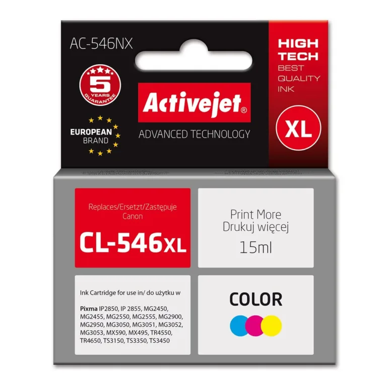 Activejet AC-546NX 15 ml XL värvikassett (tsüaan/magenta/kollane) Canon Pixma printerile, asendab Canon CL-546XL