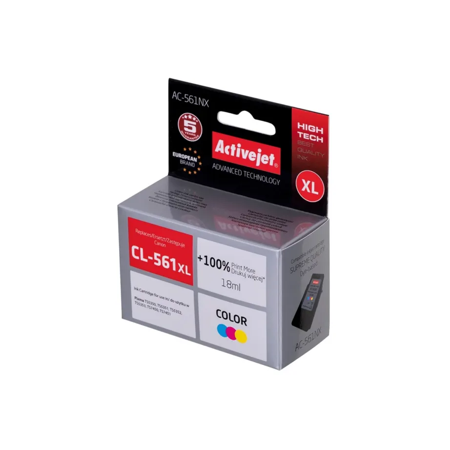 Activejet AC-561NX 18 ml XL värvikassett (asendab Canon CL-561XL, pigmenttint, tsüaan/magenta/kollane) Canon Pixma TS5350/TS7450 printeritele