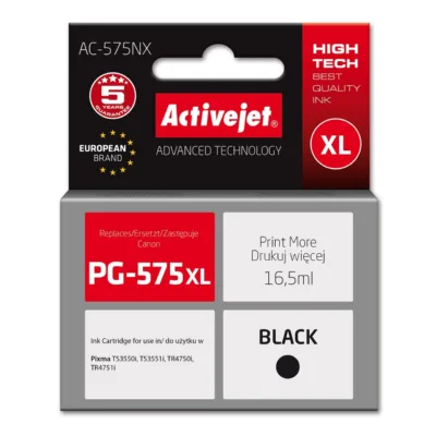 Activejet AC-575NX 16,5 ml must XL tindikassett Canon PG-575XL asendus Canon Pixma printeritele