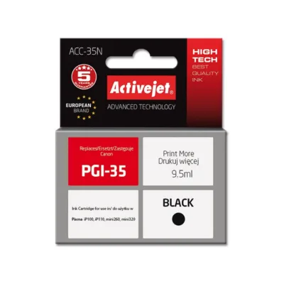 Activejet ACC-35N 9,5 ml musta pigmenttindiga tindikassett (asendab Canon PGI-35, ühilduv Pixma mini260/mini320/iP100/iP110, XL-maht, kiibiga)