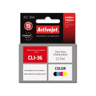 Activejet ACC-36N 12,5 ml XL värviline tindikassett Canon Pixma mini260/320, iP100/110 jaoks, asendab CLI-36