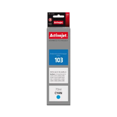 Activejet AE-103C 70 ml tsüaan tooniga dye-tindipudel (asendus Epson 103 C13T00S24A-le) Epson EcoTank printeritele
