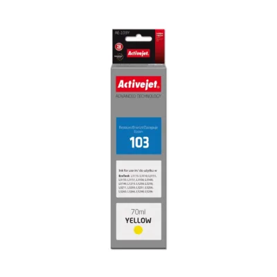 Activejet AE-103Y 70 ml kollane dye-tint, ühilduv Epson 103 C13T00S44A ja EcoTank printeritega, kõrge tootlikkus
