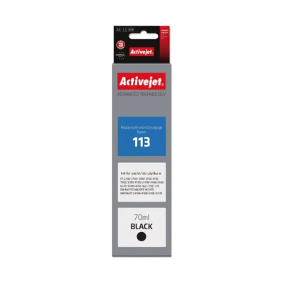 Activejet AE-113Bk 70 ml must pigmenttint, asendus Epson 113 C13T06B140, ühilduv tindipudel Epson tindiprinteritele