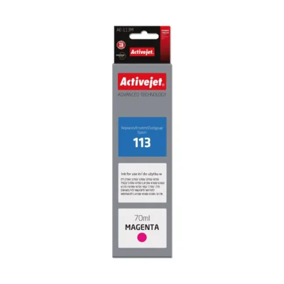 Activejet AE-113M 70 ml magenta tindipadrun (asendab Epson 113 C13T06B340, kiibiga, dye-tint) Epson EcoTank printeritele