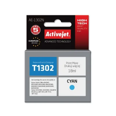 Activejet AE-1302N 18 ml XL sinine tindikassett (Epson T1302 asenduskassett) Epson printeritele
