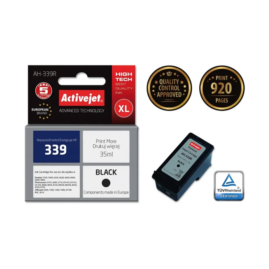 Activejet AH-339R 35 ml XL must pigmenttindiga kassett HP 339 (C8767EE) printeritele