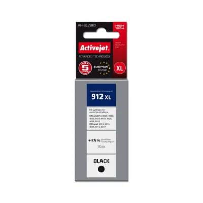 Activejet AH-912BRX 30 ml XL must tindikassett HP 912XL (3YL84AE) asendus, 1100 lehekülge, HP OfficeJet ja OfficeJet Pro printeritele