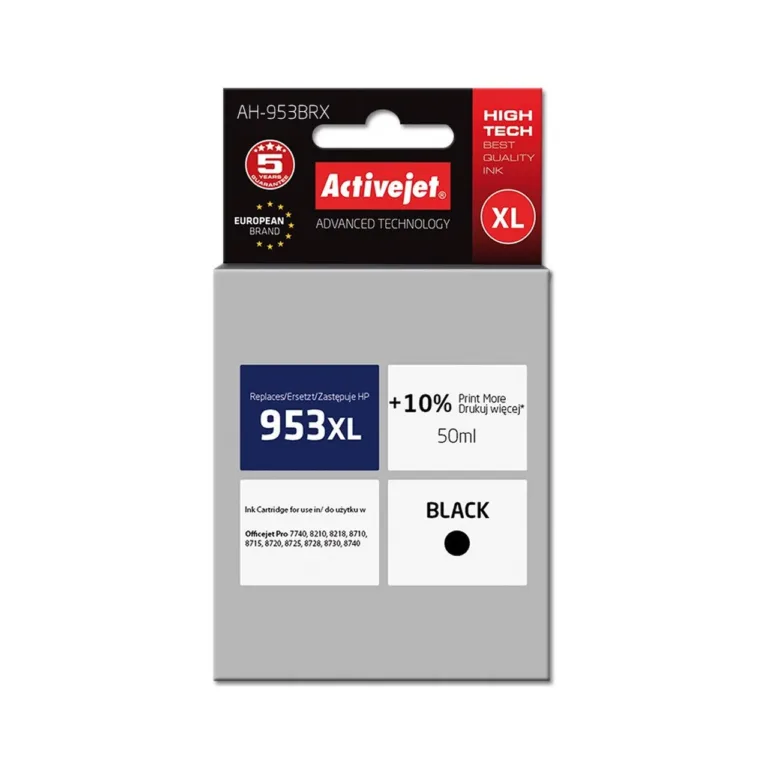 Activejet AH-953BRX 50 ml pigmentmust tindikassett HP 953XL (L0S70AE) asenduseks HP Officejet Pro printeritele