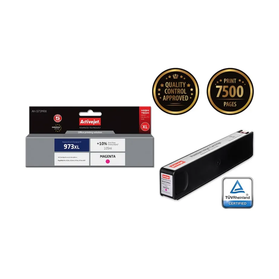 Activejet AH-973MRX 105 ml XL magenta tindikassett HP 973XL F6T82AE asenduseks, sobib HP PageWide Pro 452/477 printeritele