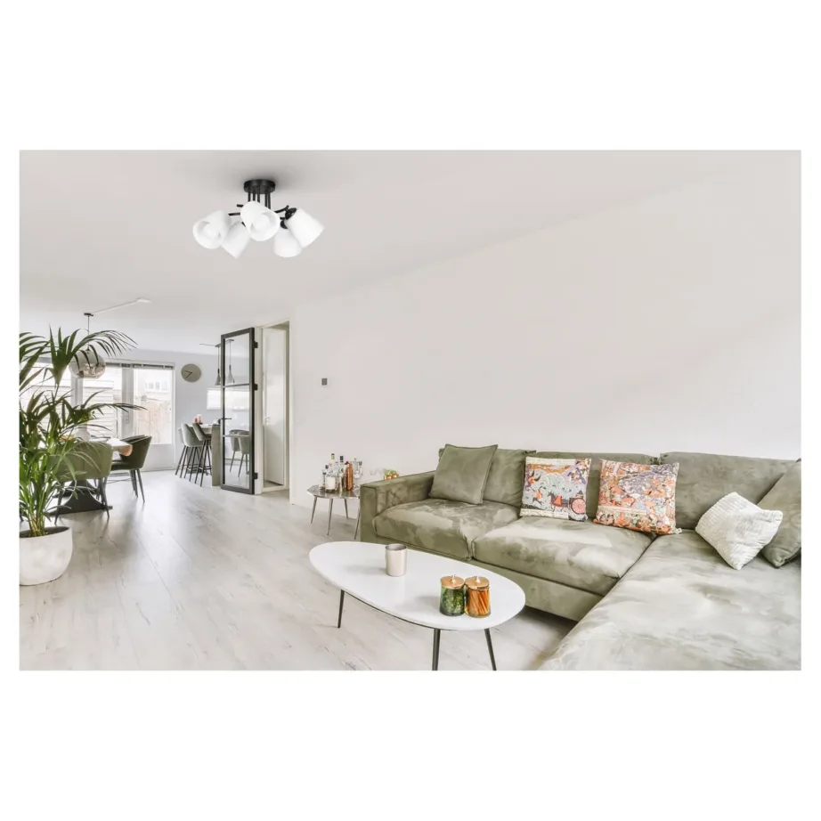 Activejet AJE-ALMA 5P 5xE27 40W must metallist klaaskuplitega 500 mm rippvalgusti elutuppa ja magamistuppa – 3