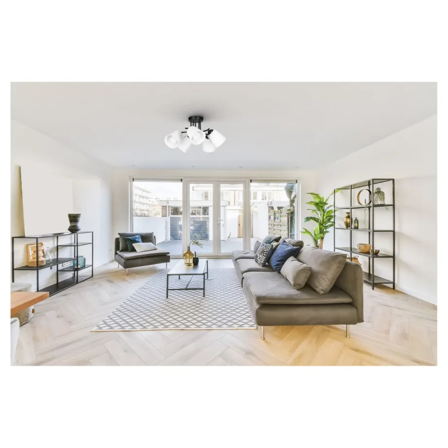 Activejet AJE-ALMA 5P 5xE27 40W must metallist klaaskuplitega 500 mm rippvalgusti elutuppa ja magamistuppa – 4