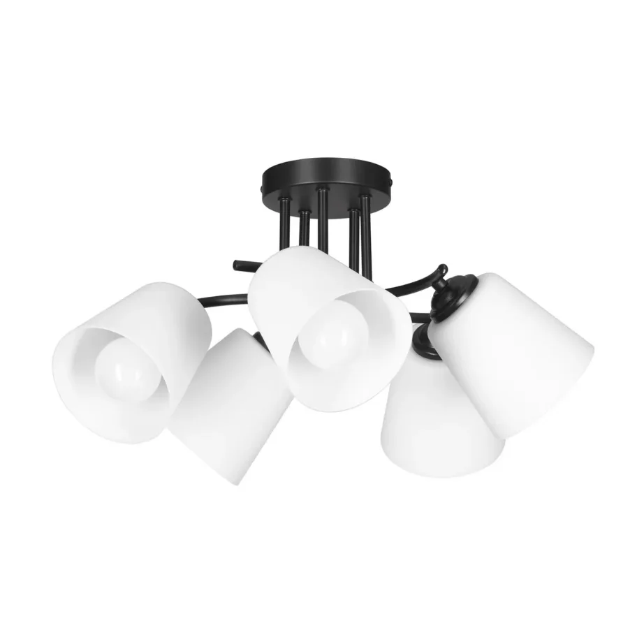 Activejet AJE-ALMA 5P 5xE27 40W must metallist klaaskuplitega 500 mm rippvalgusti elutuppa ja magamistuppa