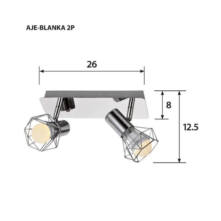Activejet AJE-BLANKA 2P 80x260x125 mm hõbedane metallist lae- ja seinavalgusti, 2xE14, IP20