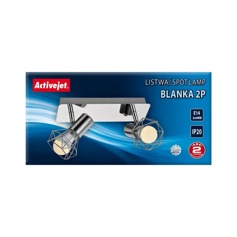 Activejet AJE-BLANKA 2P 80x260x125 mm hõbedane metallist lae- ja seinavalgusti, 2xE14, IP20