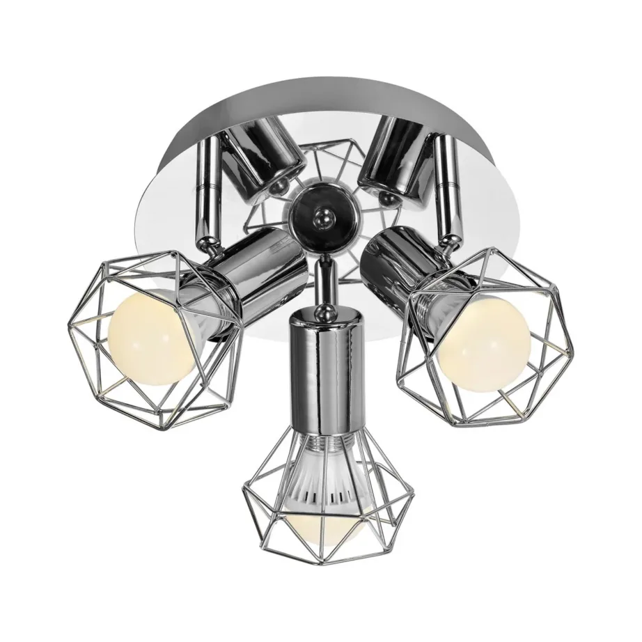 Activejet AJE-BLANKA 3PP 3xE14 hõbedane ümar metallist laelamp, 200x200x125 mm, siseruumidesse