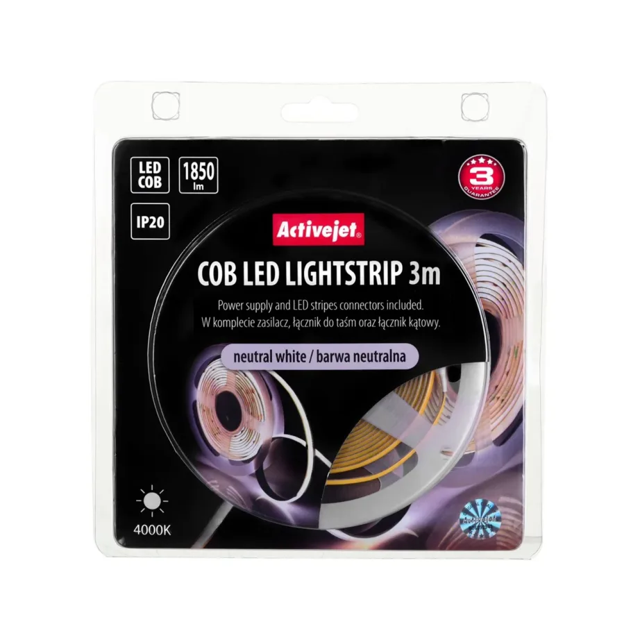 Activejet AJE-COB 3 m neutraalvalge LED-valgustusriba, 1850 lm, 19 W, IP20 sisetingimustesse – 2