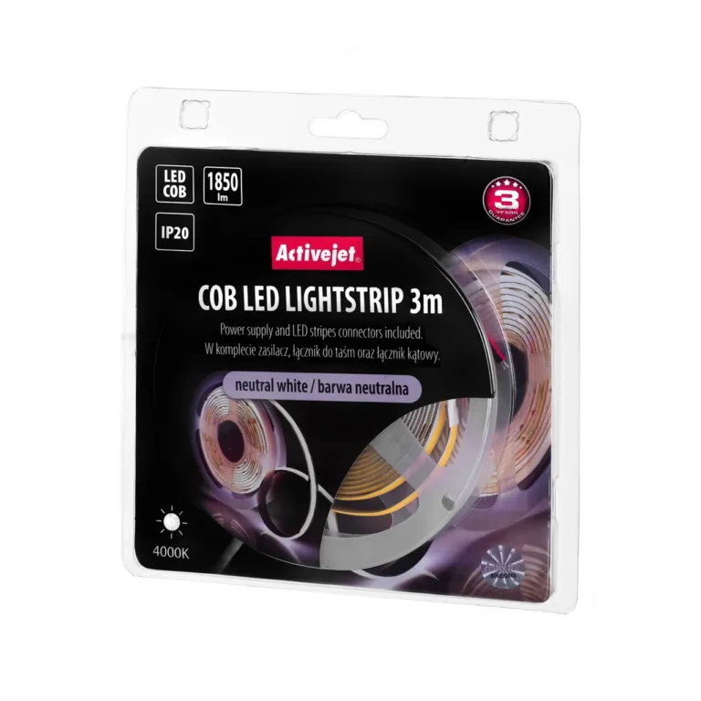 Activejet AJE-COB 3 m neutraalvalge LED-valgustusriba, 1850 lm, 19 W, IP20 sisetingimustesse