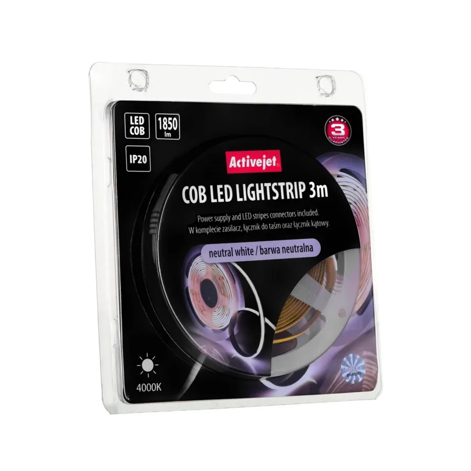 Activejet AJE-COB 3 m neutraalvalge LED-valgustusriba, 1850 lm, 19 W, IP20 sisetingimustesse – 4