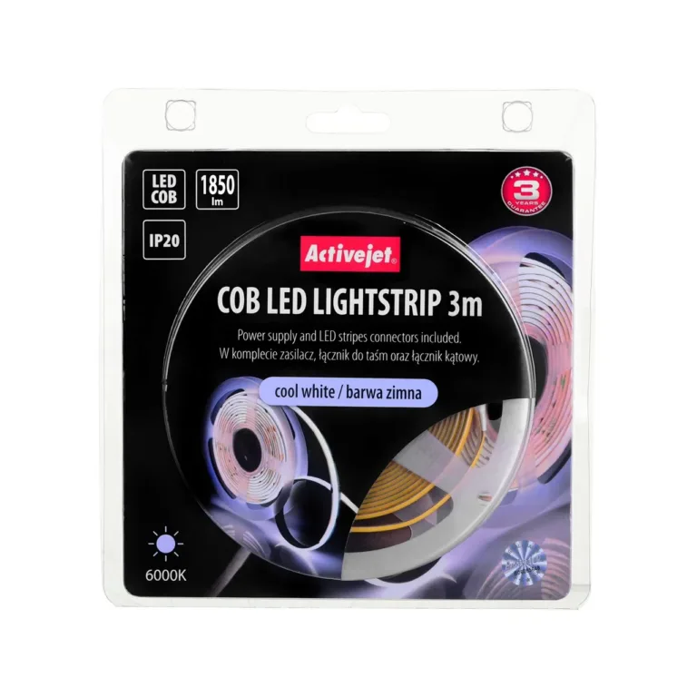 Activejet AJE-COB 3m 1850 lm külmvalge LED valgusriba IP20, 19 W, siseruumidesse