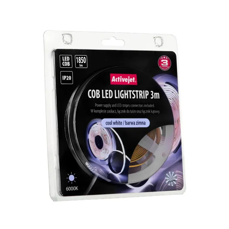 Activejet AJE-COB 3m 1850 lm külmvalge LED valgusriba IP20, 19 W, siseruumidesse