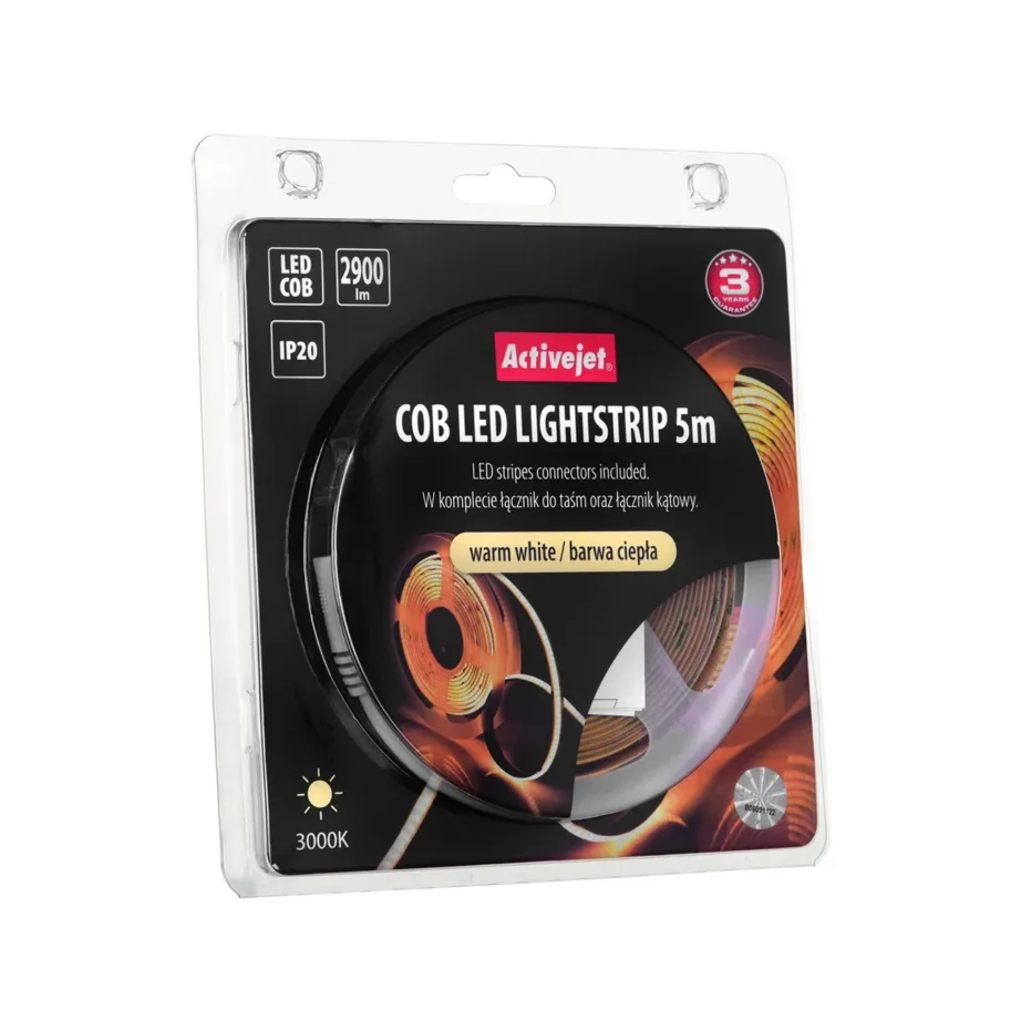 Activejet AJE-COB 5 m soe valge LED-ribavalgusti IP20, 2900 lm, 30 W, siseruumidesse – 2