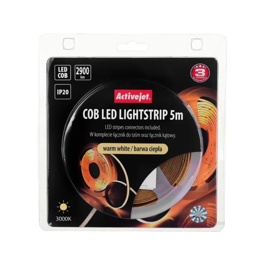 Activejet AJE-COB 5 m soe valge LED-ribavalgusti IP20, 2900 lm, 30 W, siseruumidesse – 10