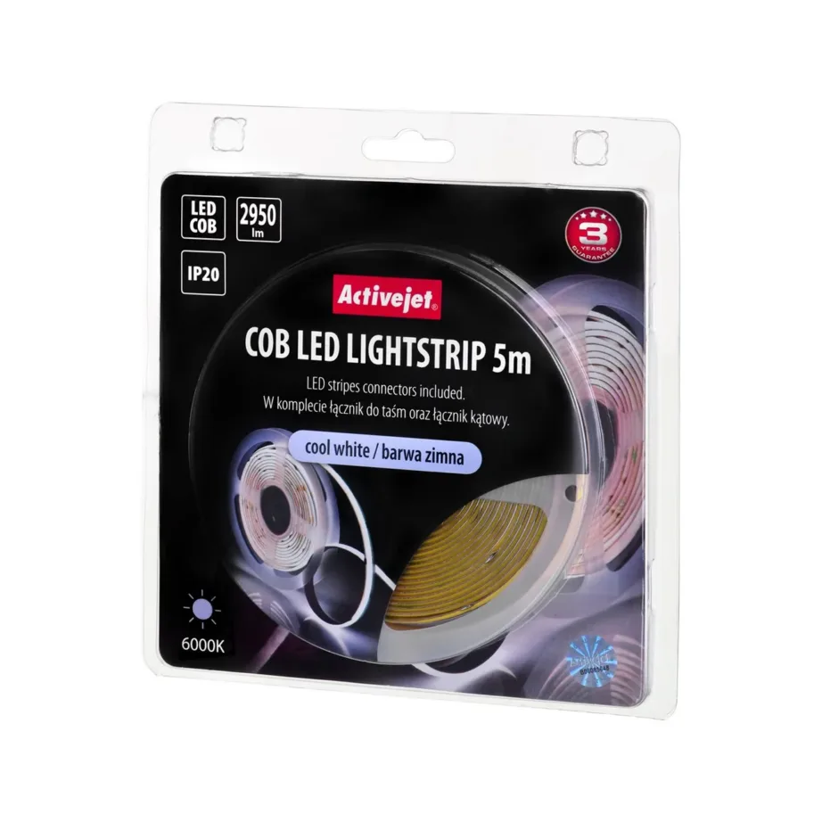 Activejet AJE-COB 5m IP20 külm valge 2950 lm LED valgusriba siseruumidesse – 2