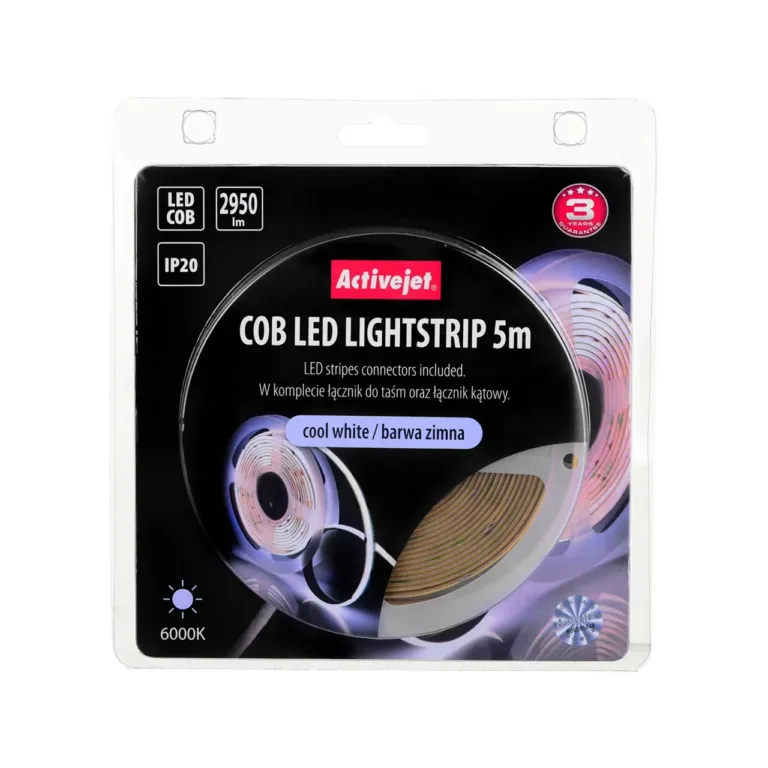 Activejet AJE-COB 5m IP20 külm valge 2950 lm LED valgusriba siseruumidesse
