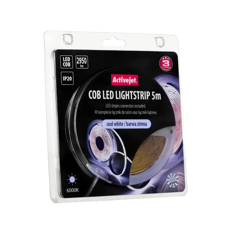 Activejet AJE-COB 5m IP20 külm valge 2950 lm LED valgusriba siseruumidesse