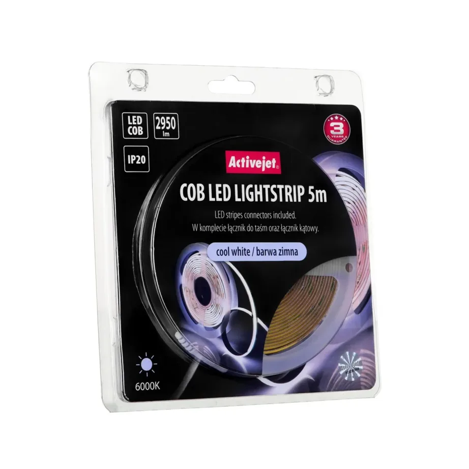 Activejet AJE-COB 5m IP20 külm valge 2950 lm LED valgusriba siseruumidesse – 5