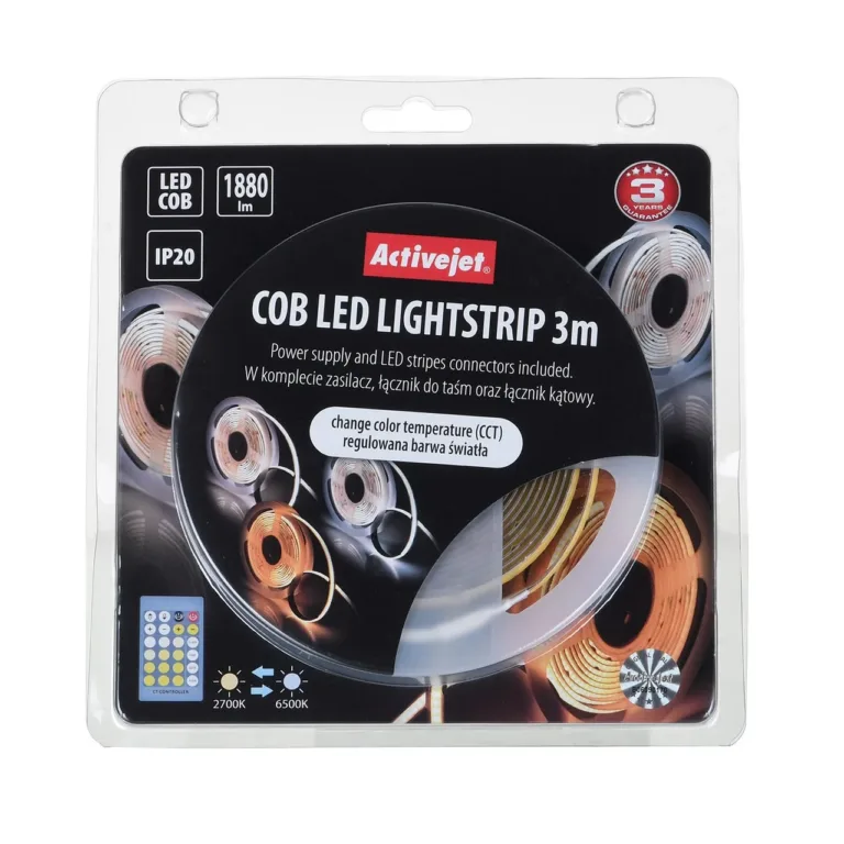 Activejet AJE-COB CCT 3 m 20W IP20 kaugjuhitav LED-valgusriba siseruumidesse