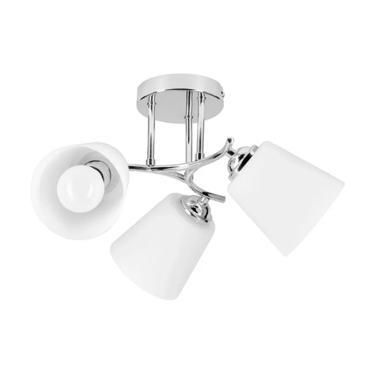 Activejet AJE-EMILY 3P 3xE27 hõbedane rippvalgusti, 260 mm x 500 mm, valge klaas, siseruumidesse