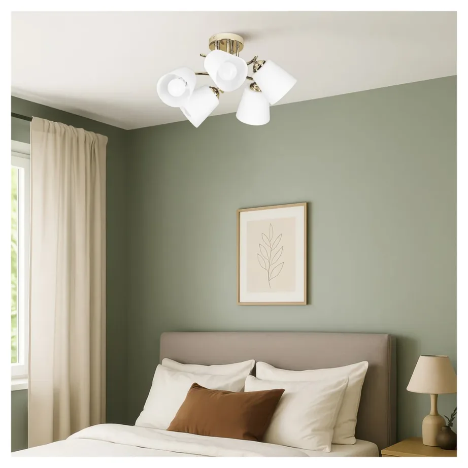 Activejet AJE-EMILY 5P GD 50 cm kuldne laelamp, 5xE27, metall, matt valge klaas – 4